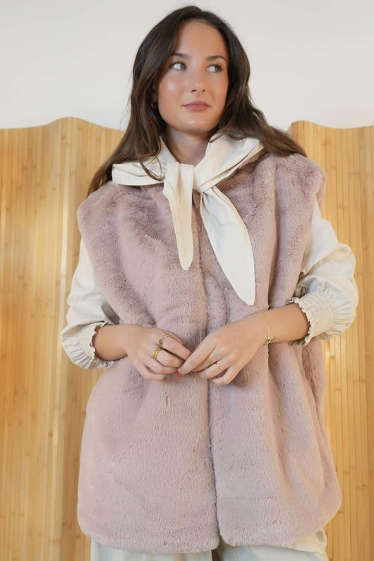 Mara Luxury Faux Fur Hooded Gilet Ballet /20=